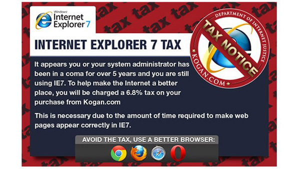 Online retailer to penalize users who use Internet Explorer 7