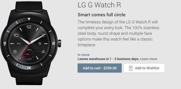 LG G Watch R now available via Google Play