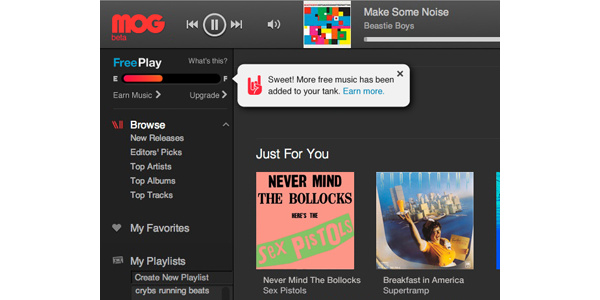 MOG launches free music streaming service