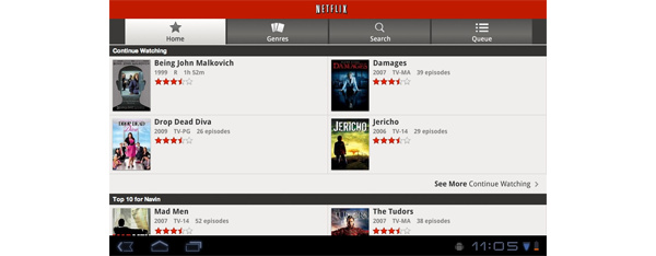 Honeycomb tablets get Netflix streaming