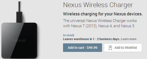 Nexus Wireless Charger now available through Google Play