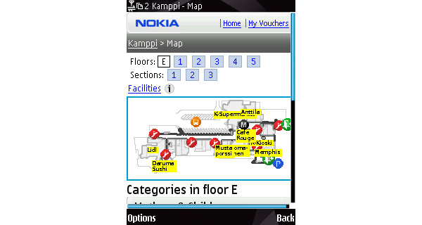 Nokia Beta Labsiin sistilojen paikannusta Kamppi trialilla