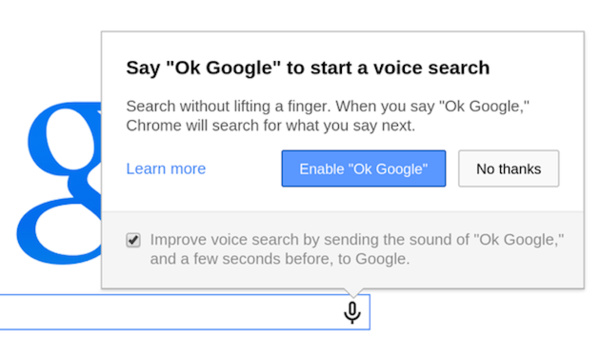 'OK Google' voice search command now available for all Chrome users
