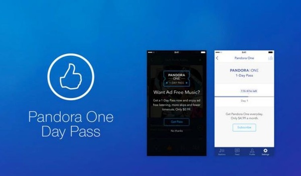 Pandora offers ad-free music for a day for $0.99