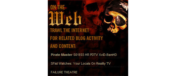 CBS links to torrents on Pirate Master homepage