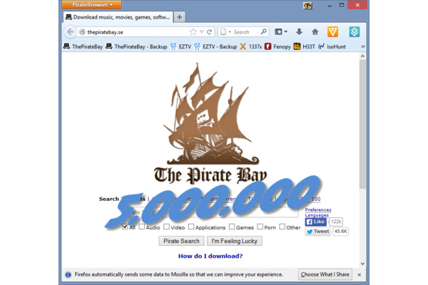 De PirateBrowser al 5 miljoen keer gedownload