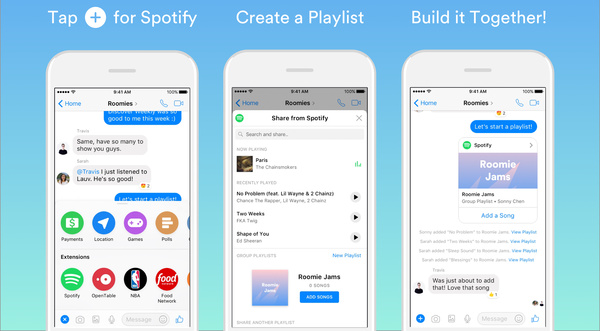 Spotify hopes groups build playlists through Messenger