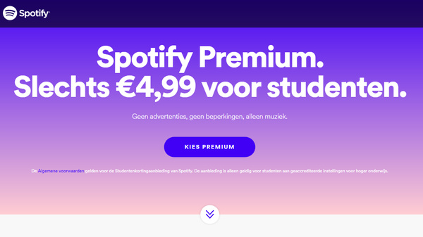 Studenten kunnen nu voor de halve prijs luisteren naar Spotify Premium