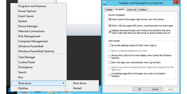 Windows 8.1:ssä voi sammuttaa tietokoneen Käynnistä-painikkeen kautta