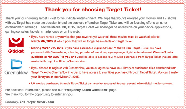 Target shuts down failed video service 'Ticket'
