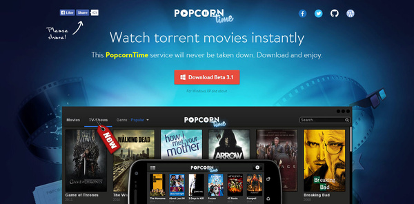 Popcorn Time spin-off anonymizes users with VPN