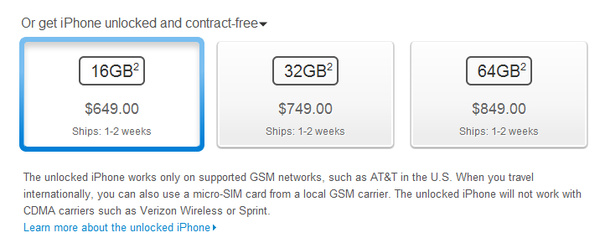 Unlocked iPhone 4S goes up for pre-order