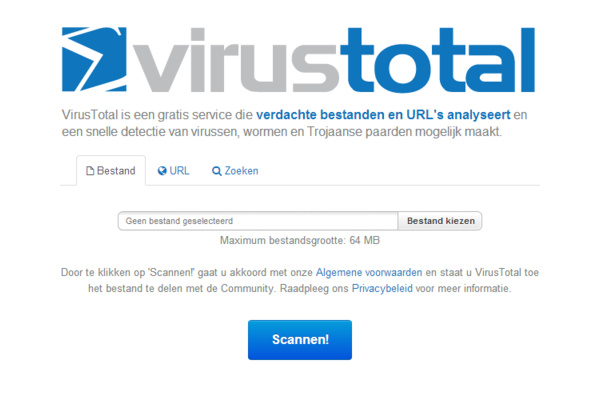 VirusTotal als extra controle van verdachte bestanden en url's