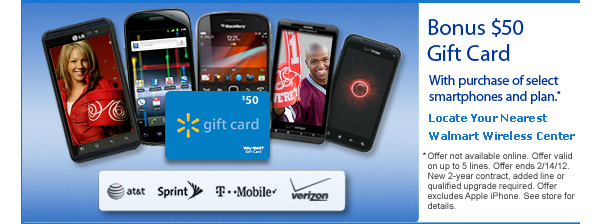 Wal-Mart offering $50 gift card with phones