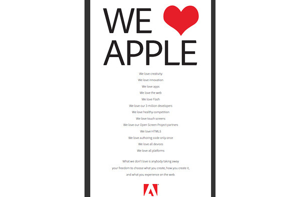 New Adobe ads claim We <3 Apple