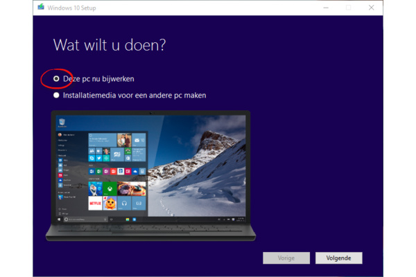 Direct upgraden naar Windows 10