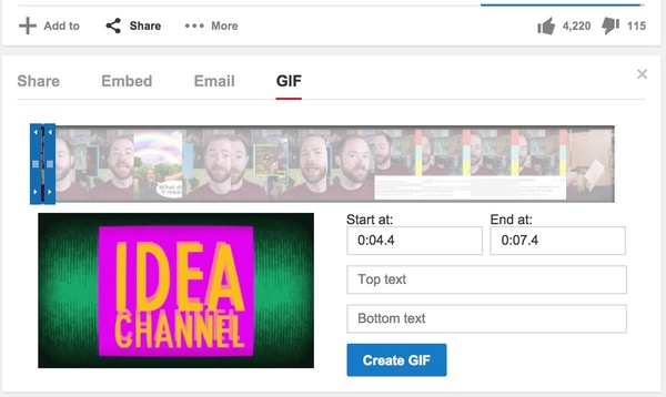 You can now create GIFs from YouTube videos