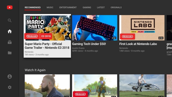 YouTube lands on Nintendo Switch