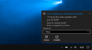 Cortana reminds you even when you forgot to add the reminder