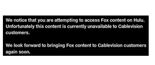 Fox blocked Cablevision subscribers from accessing content on Hulu