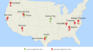Google releases map of new cities that may get extremely fast Google Fiber Internet