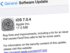 iOS update 7.0.4 now available with FaceTime bug fix
