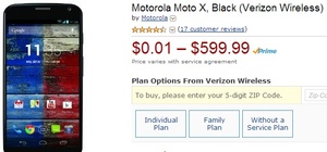 Amazon selling Verizon Moto X for $0.01