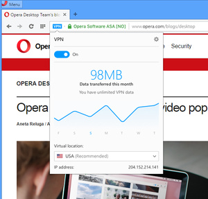 Opera voegt een onbeperkte en gratis VPN toe aan haar webbrowser.