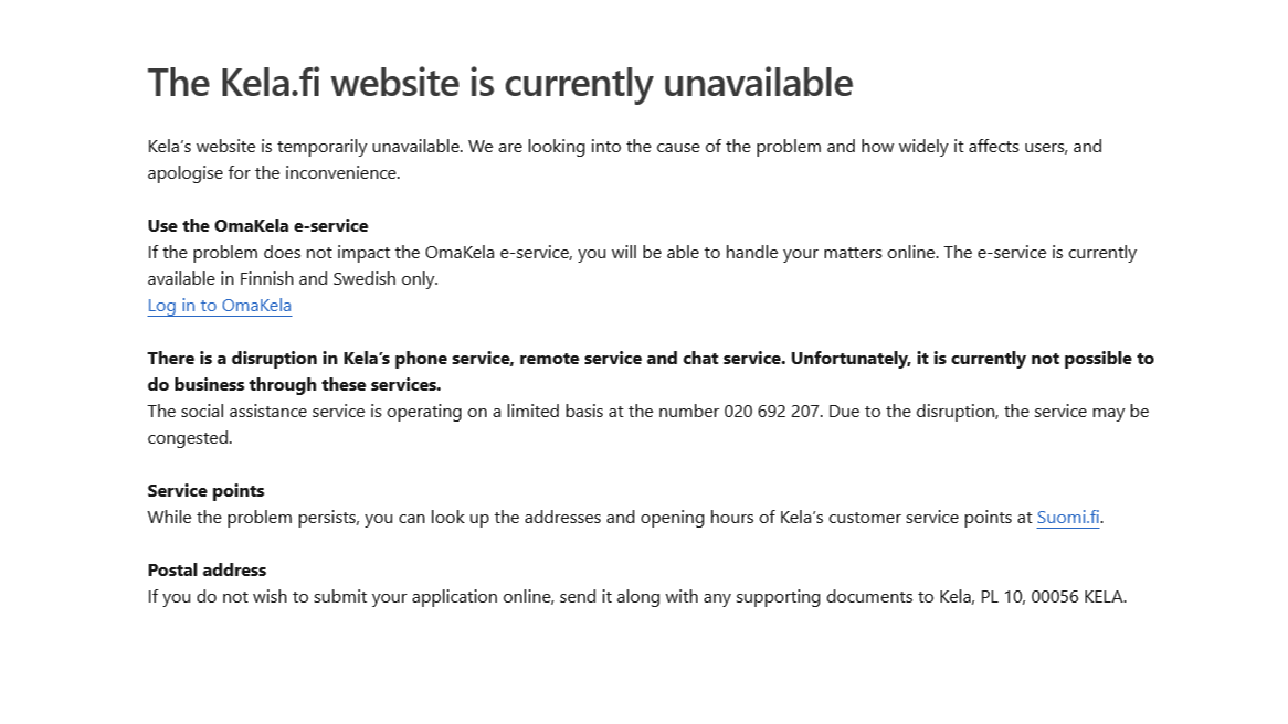 Major technical outage cripples Finland's social security agency Kela – Cyberattack ruled out for now