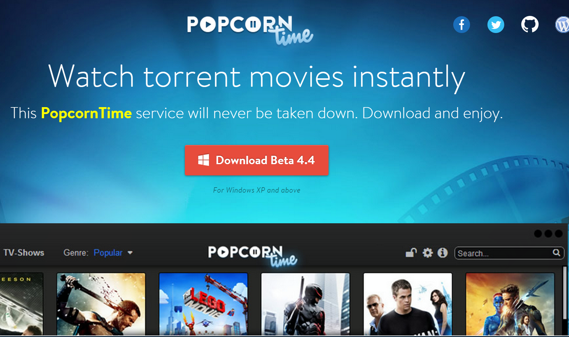 popcorn time 4.4 not working