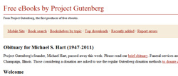 Project Gutenberg founder dies