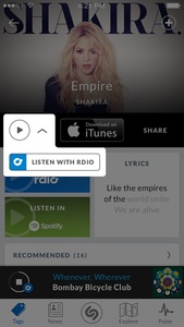 Shazam to allow full song streaming in-app through Rdio partnership