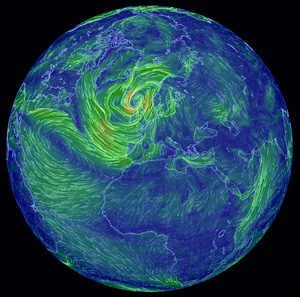 De wind (stormen) real-time visueel volgen