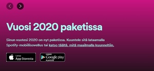 Spotify listasi biisit, joita kuuntelit eniten tänä vuonna