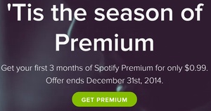 Spotify discounts Premium subscription to $0.99 for new customers