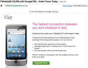 T-Mobile G2 goes up for pre-order from carrier